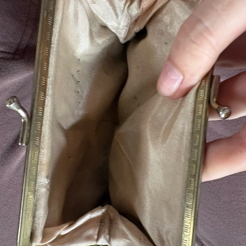 Vintage 1930’s Silk Black Coin Purse with Floral Accent